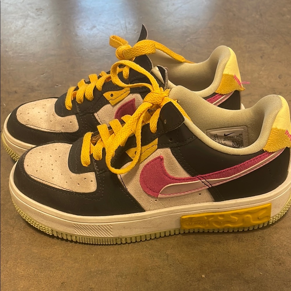 Nike Black and Pink Sneakers with Yellow Highlights
